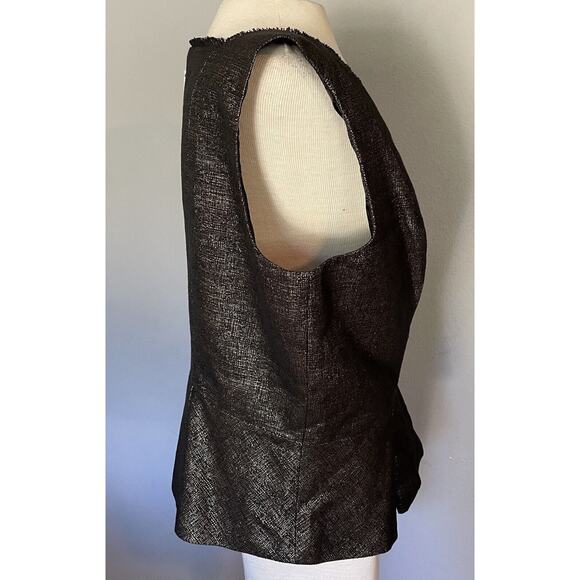 NWT Tahari Blouse XL Peplum Top Metalic Black Gold Holiday Party Date Wedding - Picture 4 of 15